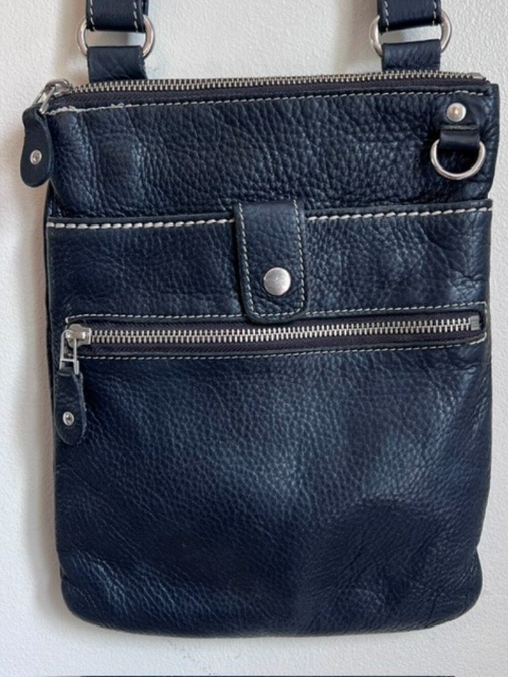 Roots Black Leather Crossbody